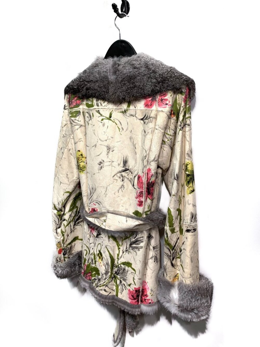 Dolce & Gabbana Rabbit Fur Reversible Coat with Floral Painting - Picture 4 of 9
